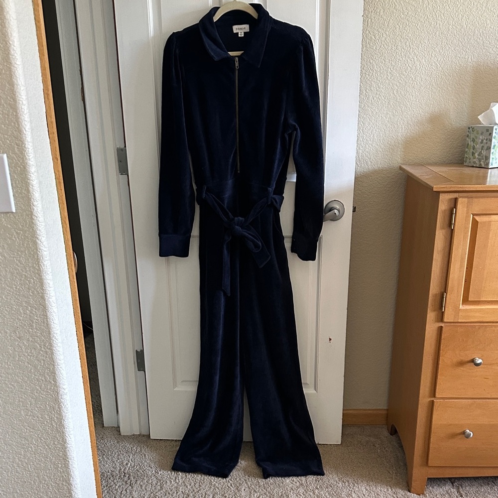 Evereve Midnight Blue Zip-Up Jumpsuit